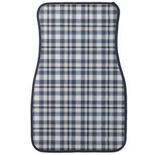 Blue White Plaid 1 Car Mat