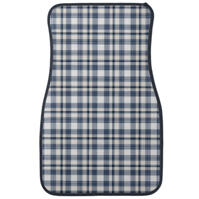 Blue White Plaid 1 Car Mat (Front)