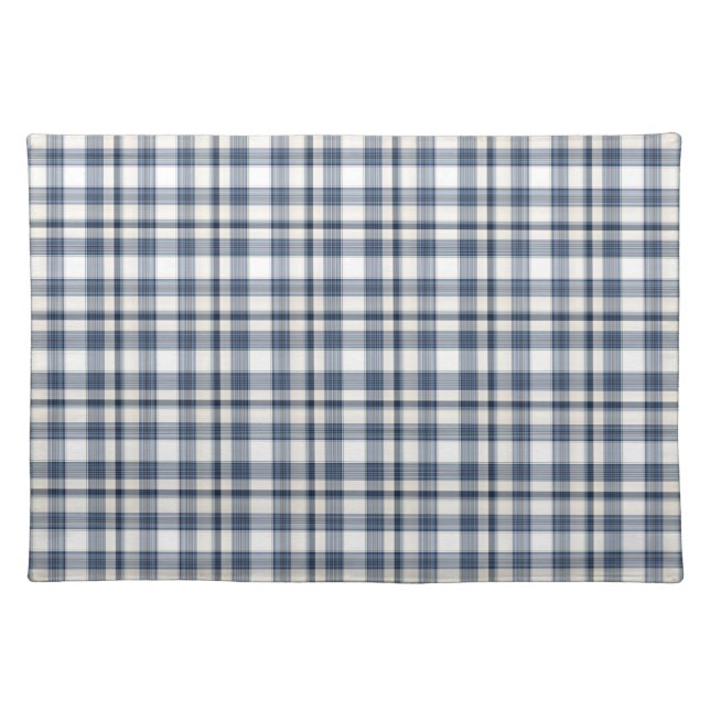 Blue White Plaid 1 Cloth Placemat (Front)