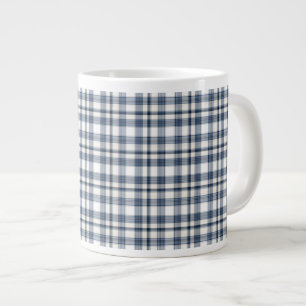 Blue White Plaid 1 Giant Coffee Mug