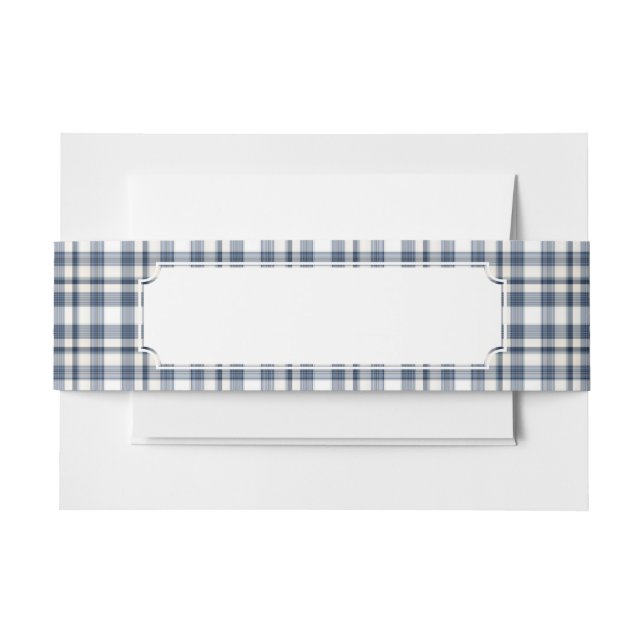 Blue White Plaid 1 Invitation Belly Band (Front Example)