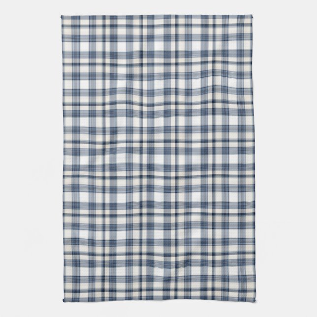 Blue White Plaid 1 Kitchen Towel (Vertical)
