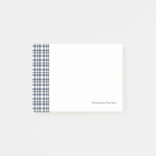 Blue White Plaid 1 Post-it Notes (Front)