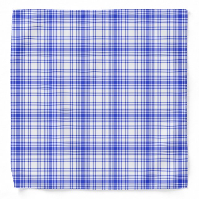 Blue White Plaid 2 Bandana (Front)