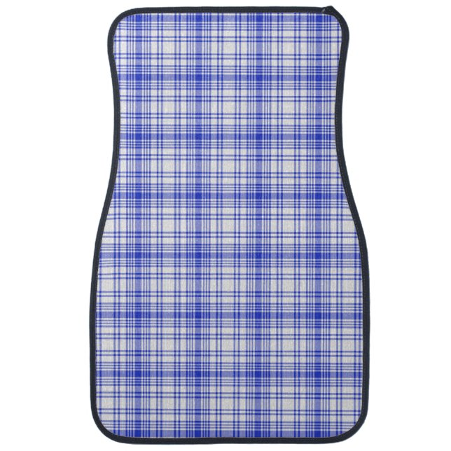 Blue White Plaid 2 Car Floor Mat (Front)