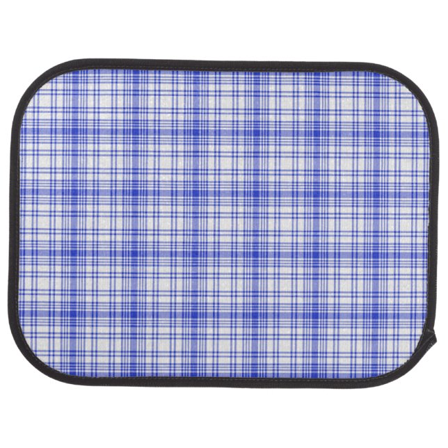 Blue White Plaid 2 Car Mat (Rear)
