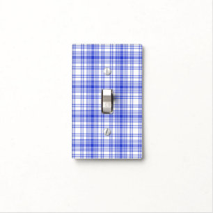 Blue White Plaid 2 Light Switch Cover