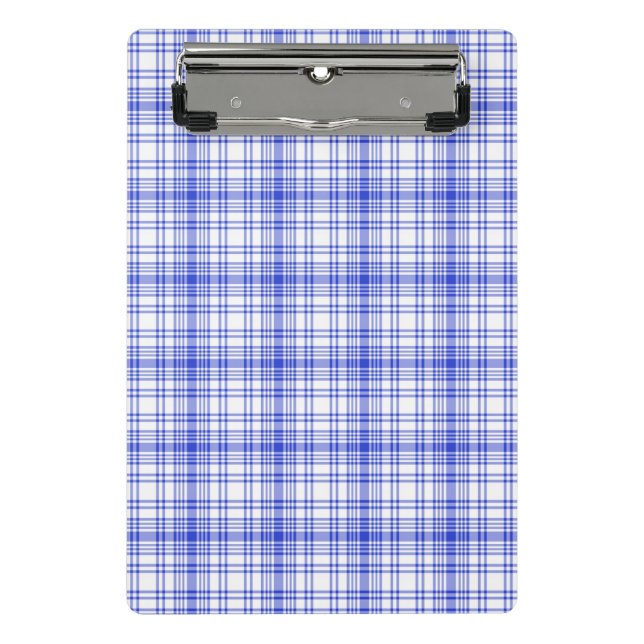 Blue White Plaid 2 Mini Clipboard (Front)