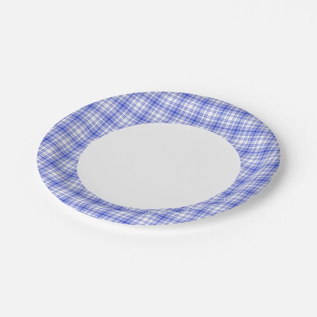 Blue White Plaid 2 Paper Plates (Angled)