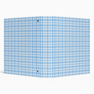 Blue White Plaid Pattern 3 Ring Binder