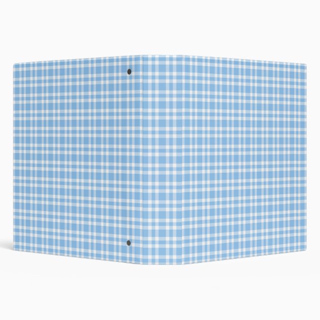 Blue White Plaid Pattern 3 Ring Binder (Background)
