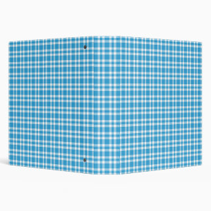 Blue White Plaid Pattern 3 Ring Binder