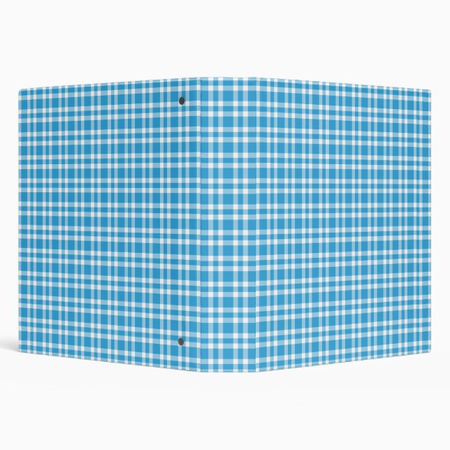 Blue White Plaid Pattern 3 Ring Binder (Background)