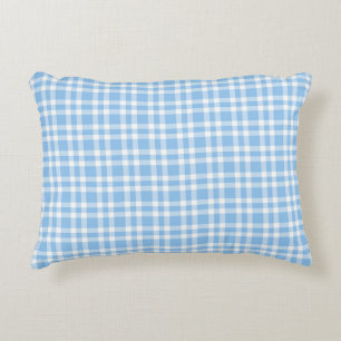 Blue White Plaid Pattern Accent Pillow