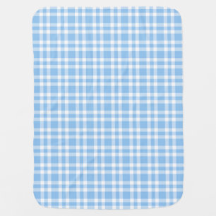 Blue White Plaid Pattern Baby Blanket