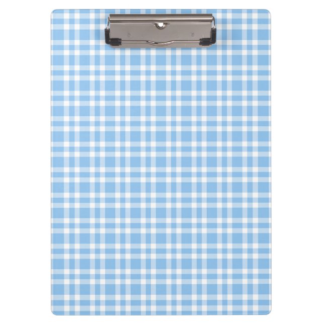 Blue White Plaid Pattern Clipboard (Front)