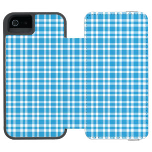 Blue White Plaid Pattern iPhone SE/5/5s Wallet Case