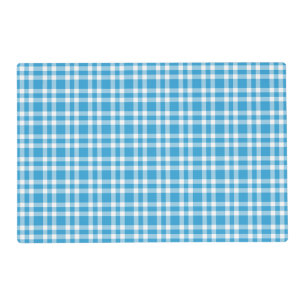Blue White Plaid Pattern Laminated Placemat