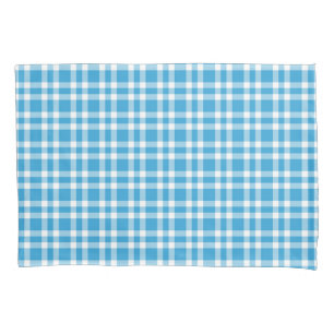 Blue White Plaid Pattern Pillow Case