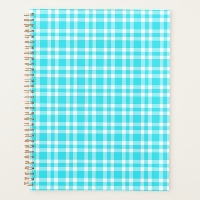 Blue White Plaid Pattern Planner (Front)