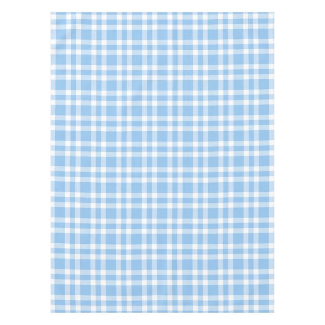 Blue White Plaid Pattern Tablecloth (Front)