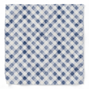 Blue White Plaid Stripes Bandana