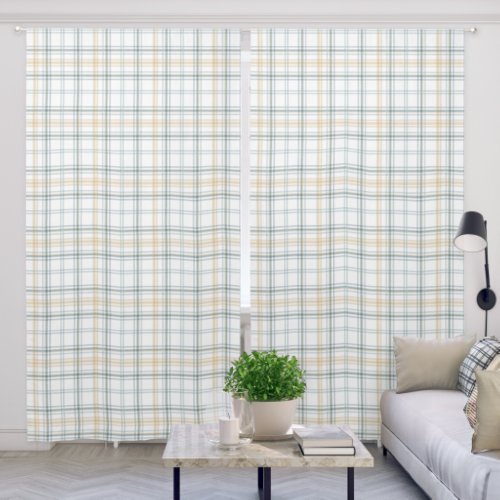 Blue White Plaid Tartan Pattern Blackout Curtains