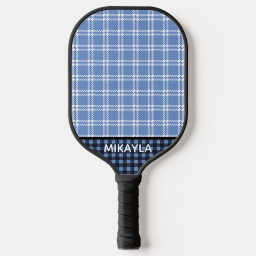 Blue  White Plaid with Blue  Black Buffalo Plaid Pickleball Paddle