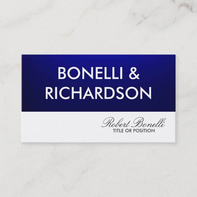 Blue White Plain Modern Business Card (Front)