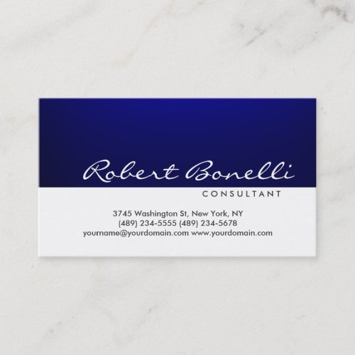 Blue White Plain Modern Consultant Business Card