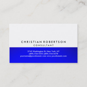 Blue White Plain Modern Consultant Business Card