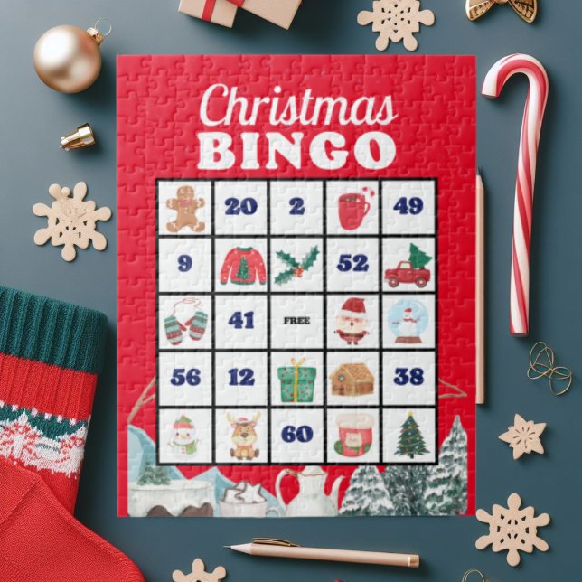 Blue White Playful Christmas Bingo jigsaw Puzzle (Creator Uploaded)