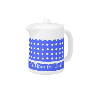 Blue/White Polka Dot Customizable Tea Pot