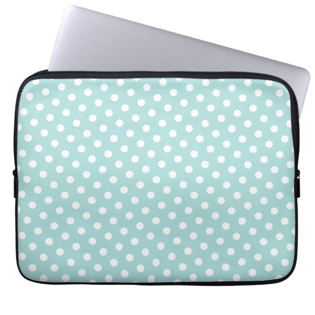 Blue & White Polka Dot Laptop Sleeve (Front)