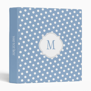 Blue & White Polka Dot Monogram Binder