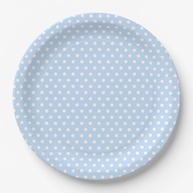 Blue White Polka Dot Paper Plates (Front)