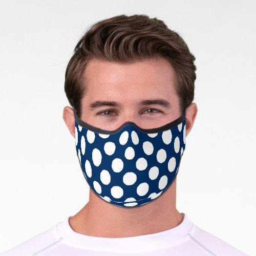 Blue White Polka Dot Pattern Premium Face Mask
