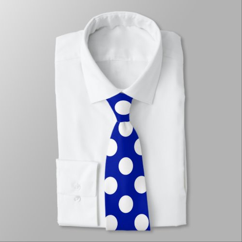 Blue white polka dot pattern tie