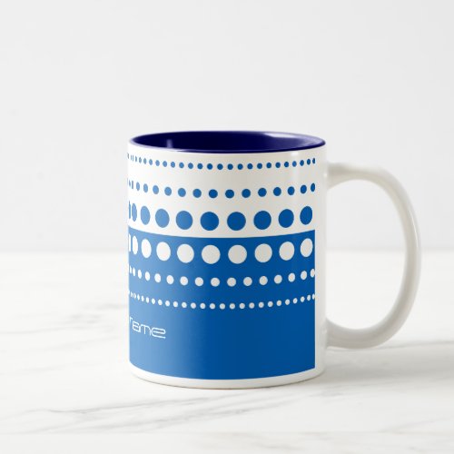 Blue White Polka Dot Pattern Two_Tone Coffee Mug