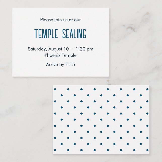 Blue & White Polka Dot Temple Sealing Invitation (Front/Back)