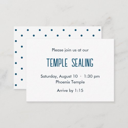 Blue  White Polka Dot Temple Sealing Invitation