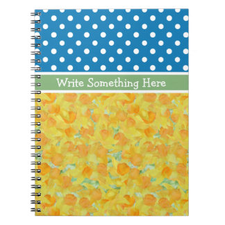Blue, White Polka Dots and Daffodils Notebook