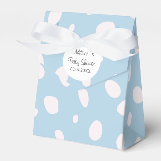 Blue & White Polka Dots Baby Shower Favor Boxes (Front Side)