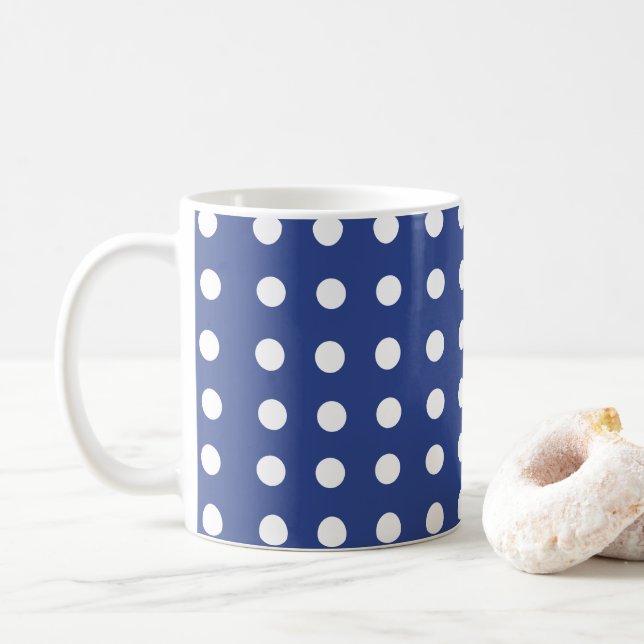 Blue White Polka Dots Coffee Mug (With Donut)