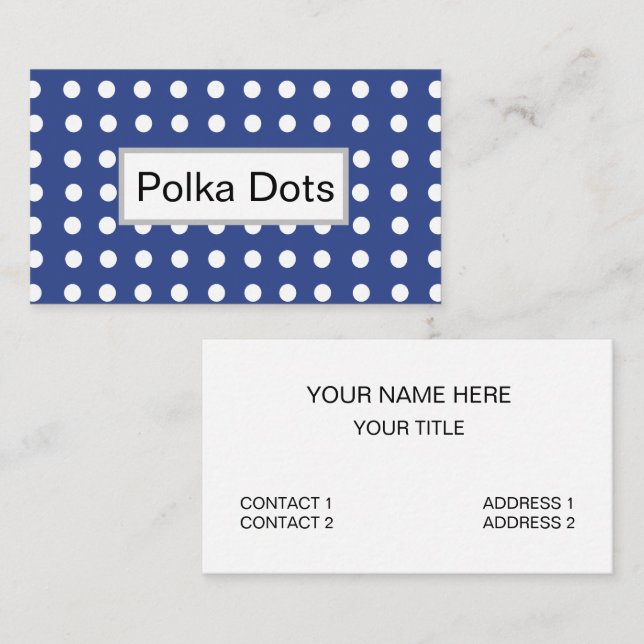 Blue White Polka Dots Fashion Business Card (Front/Back)