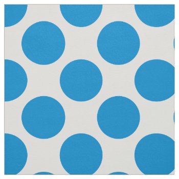 Blue White Polka Dots Pattern Fabric by BestPatterns4u at Zazzle