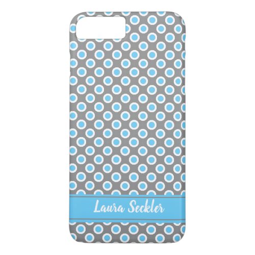 Blue_white polka dots pattern Monogram iPhone 8 Plus7 Plus Case