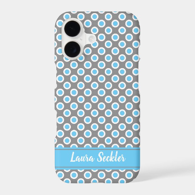 Blue-white polka dots pattern Monogram Iphone Case (Back)