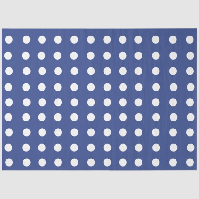 Blue White Polka Dots Tissue Paper (Front)