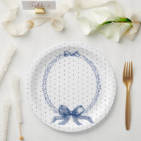 Blue White Polkadot Vintage Elegant